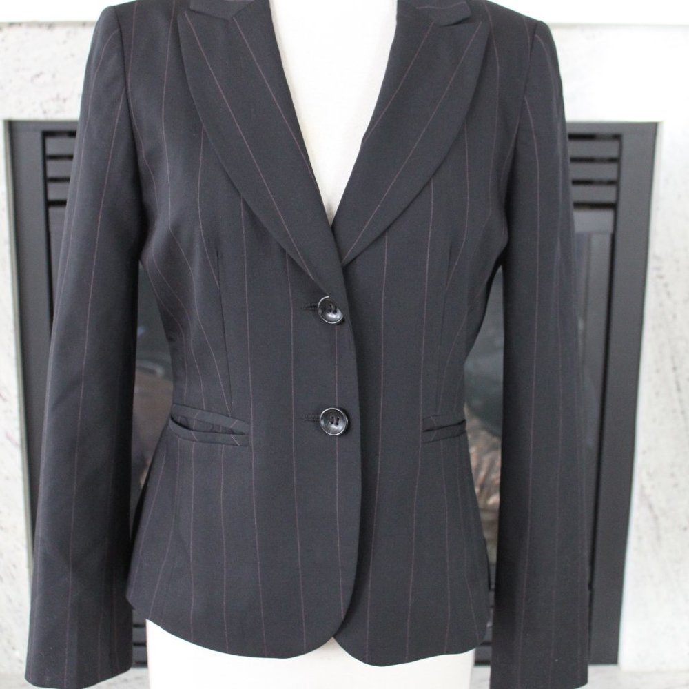 New Wool Pintstripe Two Button Fitted Blazer - image 1